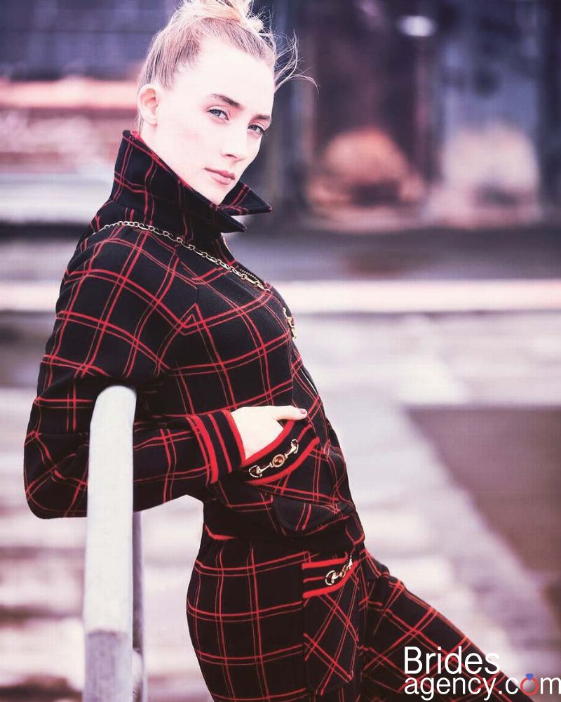 Saoirse Ronan in a checkered coat
