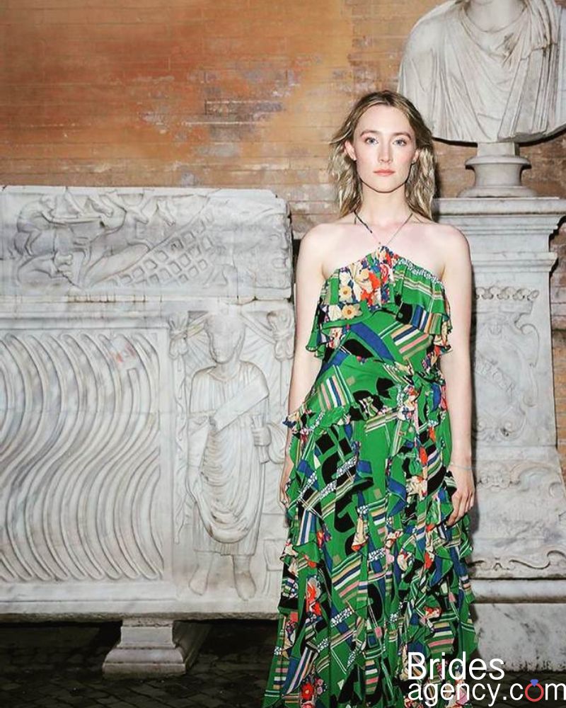 Saoirse Ronan in a green dress