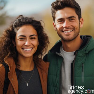 an American husband and an Uzbekistani wife posing for photo