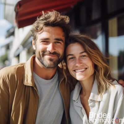 an American husband and a Bulgarian wife posing for photo